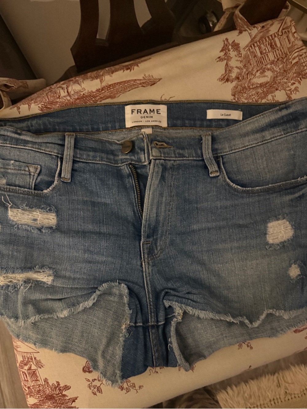 Frame Denim light blue jean cutoff shorts